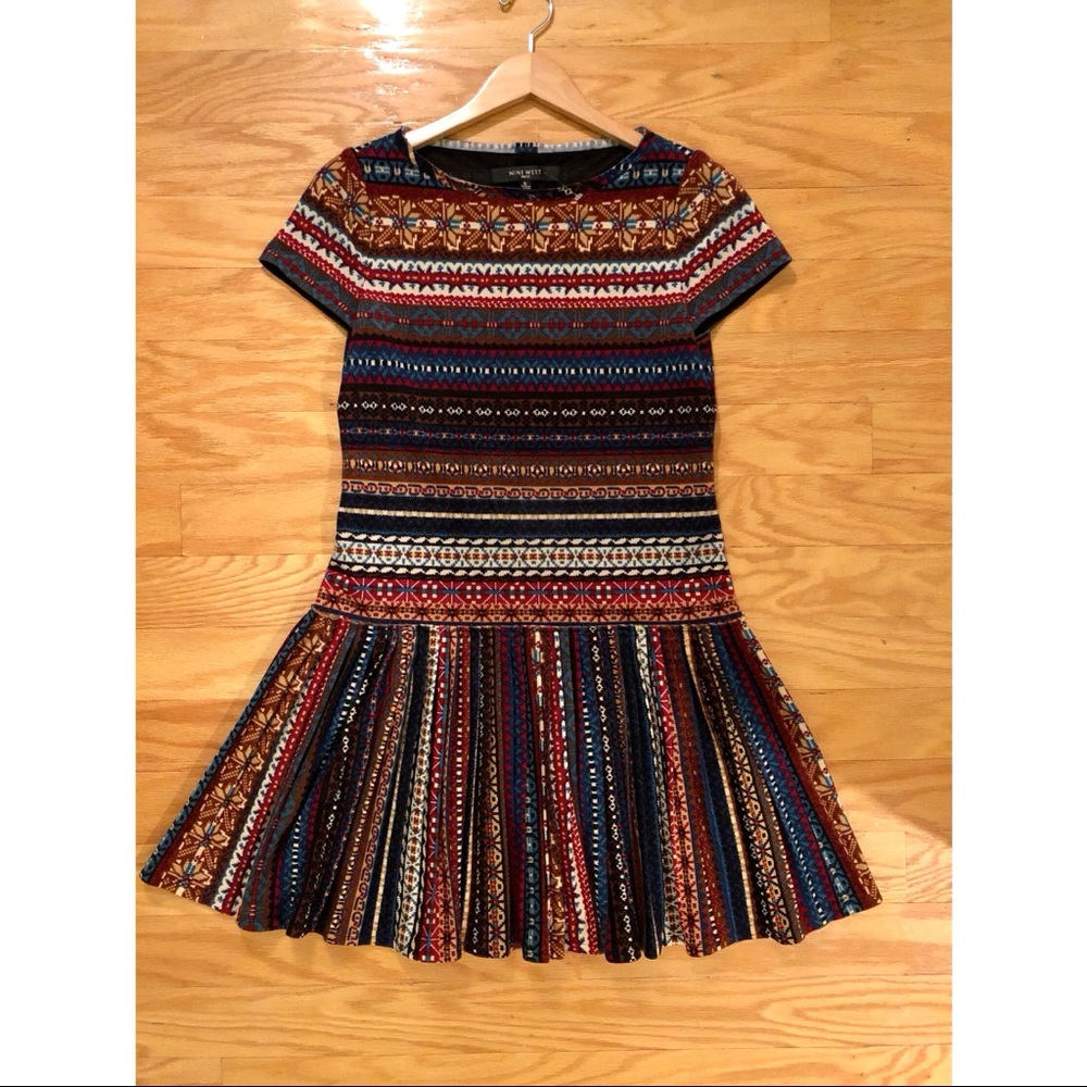 Nine West Knit Dress, Country Fair Isle Print! Size 6